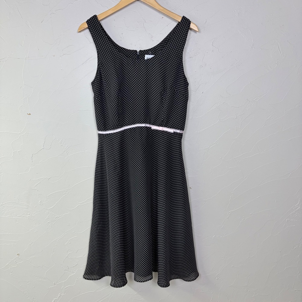 Y2K Retro Polka Dot Dress size Medium Black Pink Fit Flare Rockabilly Twee Mod
